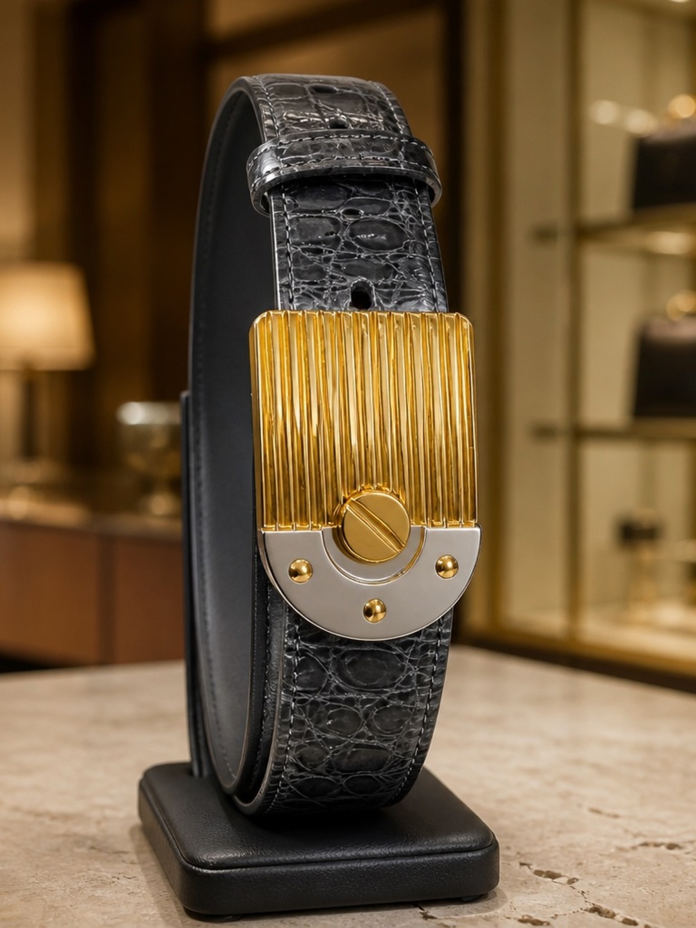 Lana of London Genuine Alligator Belt  with Gold & Silver Buckle